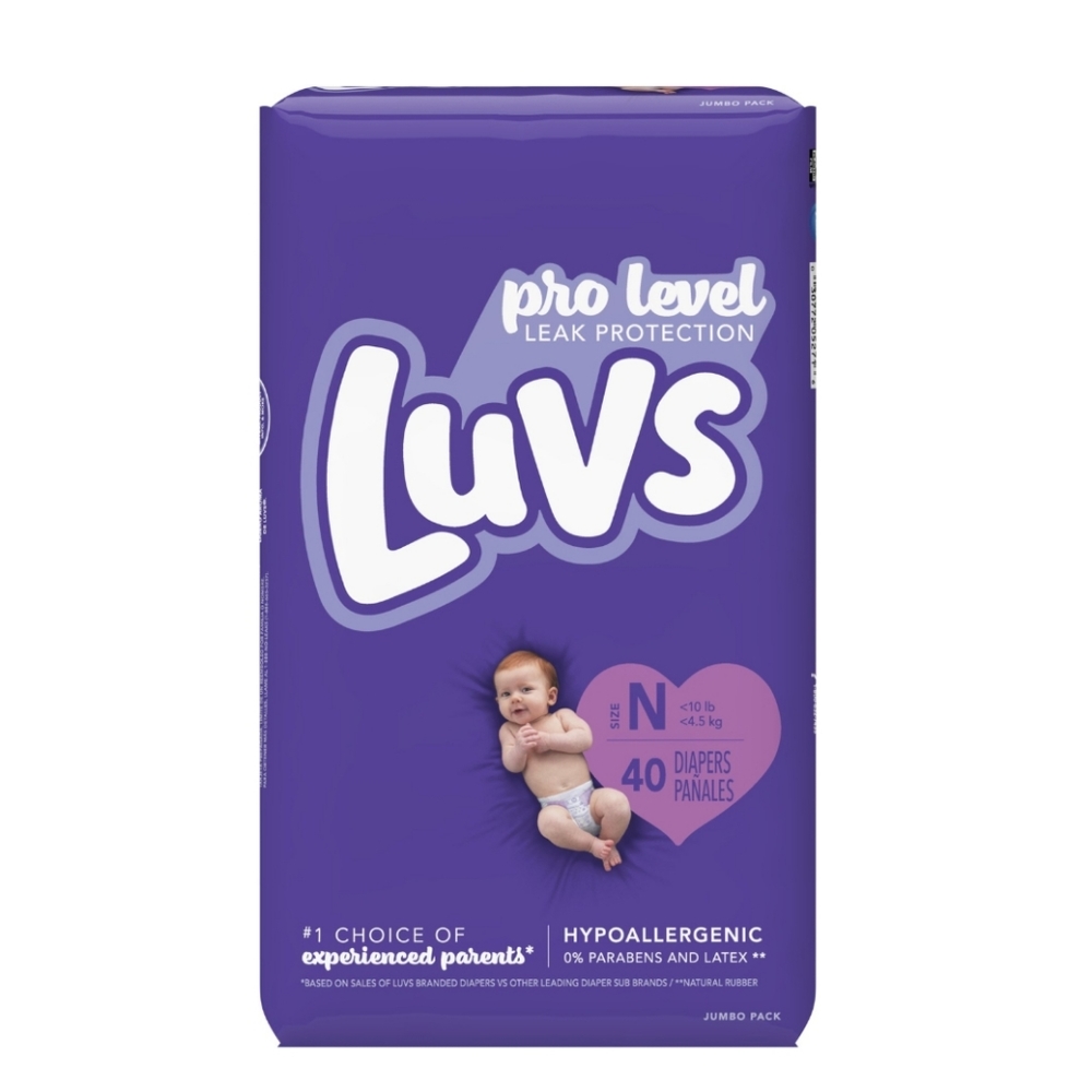 Luvs Pro Level Leak Protection Diapers Size NB (2 pack) 80 totals Diapers